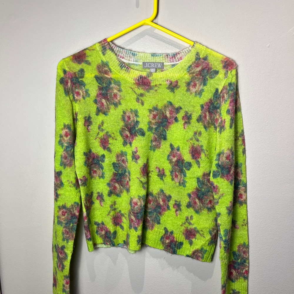 J.Crew NWOT Wool and Alpaca Crewneck Citrine Lemon Rose Garden Sweater - Size M
